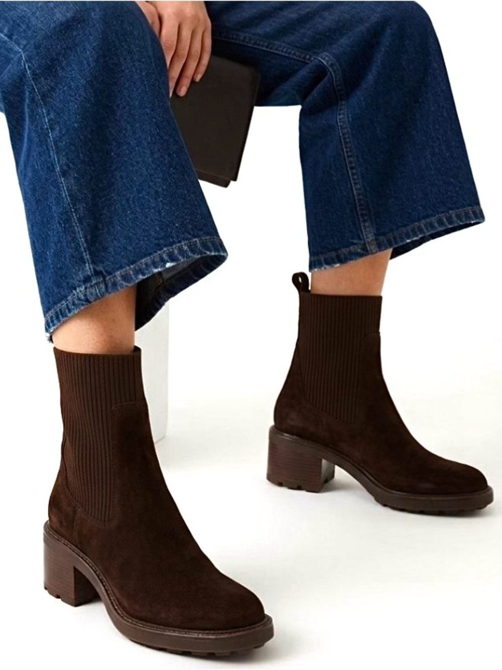 New Steve Madden Kiley Brown Leather Suede Platform Mid Calf Ankle Boots
